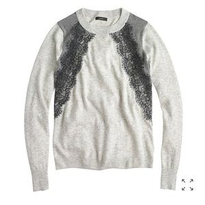 Colorblock lace panel sweater